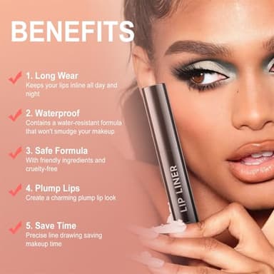 OETUIOW Lip Liner Stain Peel Off, Long Lasting & Waterproof for Women & Girls All Skin Types, Easy to Create A Natural Color (Rose) - Image 4