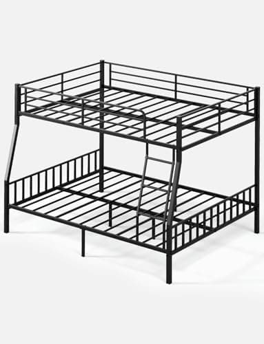 Feetice Full XL Over Queen Bunk Bed, Heavy Duty Metal Bunk Bed with EVA Anti-Slip Ladder & Full-Length Guardrails, Noise-Free Queen Bunk Bed Frame for Adults, Teens, Black - Image 7