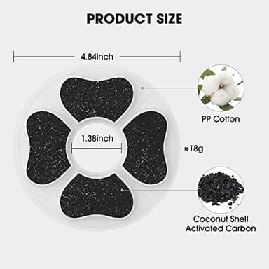 DEEIPET 8 Packs Cat Water Fountain Food Grade Replacement Filters & Sponges for 74oz, 135oz Automatic Pet Fountain Dog Water Dispenser - Image 2
