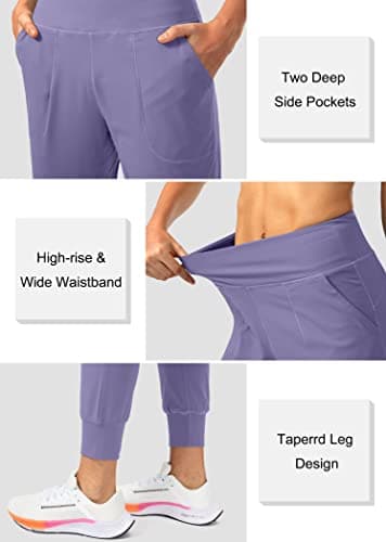 Soothfeel Women's Joggers with Zipper Pockets High Waisted Athletic Workout Yoga Pants Joggers for Women Dusty Purple - Image 4