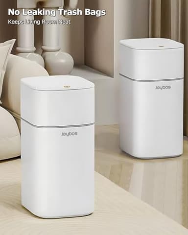 O-MART Bathroom Trash Can with Lid, 1.9 Gallon Small Garbage Can with Press Top Lid, Plastic Wastebasket for Toilet, Office, Bedroom, Living Room, Kitchen, White, 10 Rolls of Bags Included - Image 2