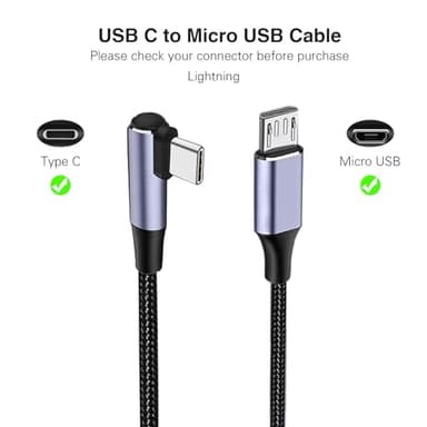 3FT Micro USB to USB-C Cable, Type C to USB Micro B Charger Cord Support OTG Charge & Sync Nylon Charging Cable Compatible with Old Micro USB Devices S7 S6, J7, Kindle, PS4, Android Phone - Image 2