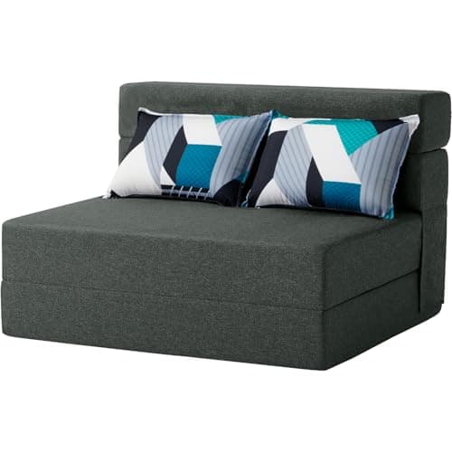 FILUXE Convertible Folding Sofa Bed-Sleeper Chair with Color Pillow, Modern Linen Fabric Floor Futon Couch, Foldable Mattress for Living Room/Dorm/Guest Use/Home Office/Apartment, Standard - Image 1