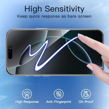 JETech Privacy Screen Protector for iPhone 16 Pro 6.3-Inch with Camera Lens Protector, Anti-Spy Tempered Glass Film, Easy Installation Tool, 2-Pack Each - Image 7