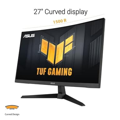 ASUS TUF Gaming 27” 1440P Curved HDR Gaming Monitor (VG27WQ3B) - QHD (2560 x 1440), 180Hz, 0.5ms, Extreme Low Motion Blur, FreeSync, 90% DCI-P3, DisplayWidget, 3 yr Warranty - Image 2