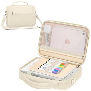 FINPAC Large Bible Cover w/Shoulder Strap, Carrying Book Case Church Bag Bible Protective w/Pen Slots and Zippered Pocket, Gift for Women Lady, Corduroy Beige - Image 1