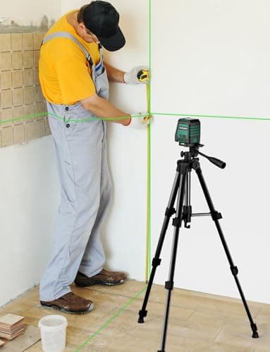 RockSeed Dual Modules Line Laser, Self Leveling Laser Level, Horizontal and 150° Vertical Green Beam, 2 AA Batteries, Carrying Bag, for Home Decoration/DIY/Construction Site - Image 6