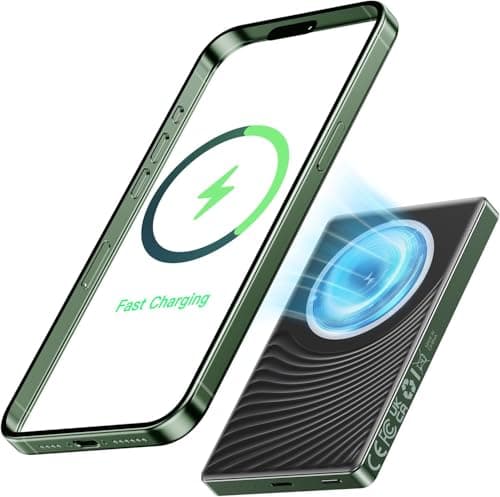 Ntaanoo 2025 for iPhone Magsafe Battery Pack, Ultra Slim Magnetic Power Bank Fast Charging, Wireless Portable Charger 10000mAh, 20W Powerbank Compatible with iPhone 16/15/14/13/12 Series, Matte Green - Image 1