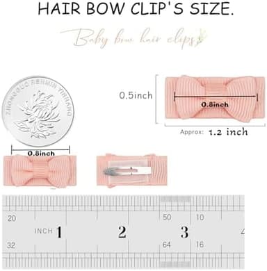 CÉLLOT 40pcs Mini 1.2" Grosgrain Ribbon Snap Clips - Tiny Fine Thin Hair Bows in Pairs for Baby Girls, Toddlers, and Infants - Image 4