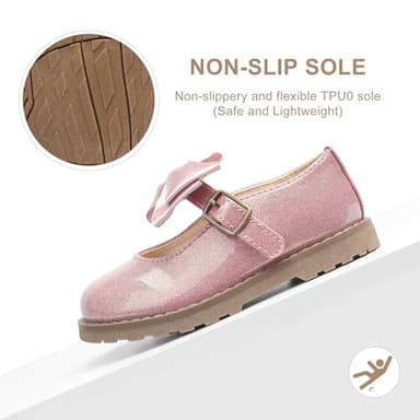 shoeslocker Toddler Girl Dress Shoes Little/Big Girl Mary Jane Shoes Wedding Party Girls Princess Flat Shoe Pink Size 12 - Image 4