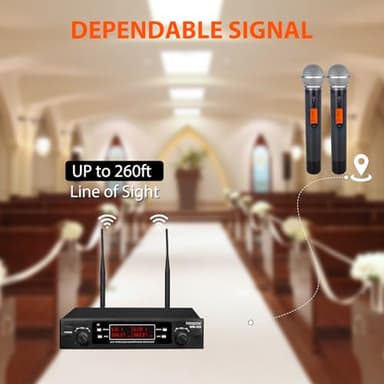 innopow 200-Channel Wireless Microphones System, Dual UHF Metal Cordless Mic Set, Auto Scan, Long Range 200-240Ft,16 Hours Use for Karaoke Singing, Church, 2022 Version(WM333) - Image 2
