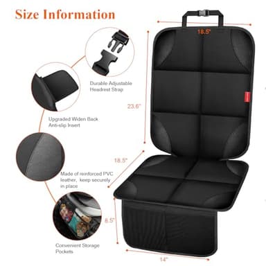Car Seat Protector, Carseat Seat Protectors with Thick Padding and Upgraded Non-Slip Backing, Waterproof Seat Protector Under Baby Car Seat, 600D Fabric Car Seat Covers with Storage Pockets for Baby - Image 3