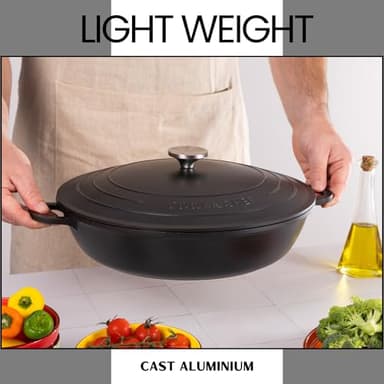 Dutch Oven Pot with Lid – Non Stick Dutch Oven for Sourdough Bread Baking – Cast Aluminum Cooking Pot – Oven Safe Stock Pot – 5.5-Quart, 12 Inch, Black – by Nuovva - Image 5