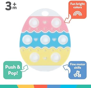 Nuby Easter Egg Popper Teether – Soft Silicone Teething Toy for Babies, 3+ Months, Sensory Pop Bubbles, Easy Grip Design - Image 5