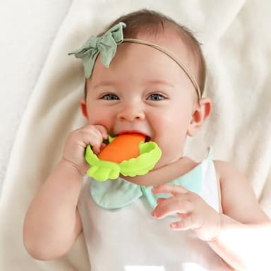 Infantino Lil’ Nibbles Textured Silicone Teether, BPA-Free Baby Teething Toy, Soft, Easy to Hold, Sensory Stimulation for Infants, Carrot - Image 4