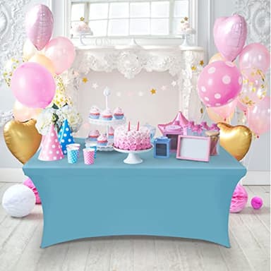 Utopia Kitchen Spandex Tablecloth 2 Pack [6FT, Blue Mist] Tight, Fitted, Washable and Wrinkle Resistant Stretch Rectangular Patio Table Cover for Event, Wedding, Banquet & Parties [72Lx30Wx30H Inch] - Image 8