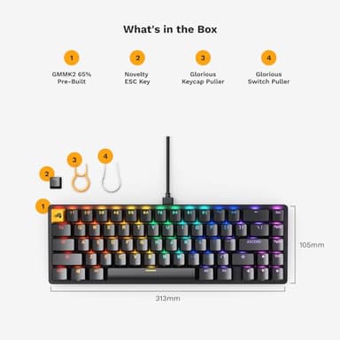 Glorious Gaming GMMK 2 - TKL Mechanical Keyboard - Custom 65% Keyboard - Compact -Hotswap w/Cherry Mx Style Switches - Incl. Double Shot Keycaps & Linear Switches - PC Gaming Setup Accessories - Image 6