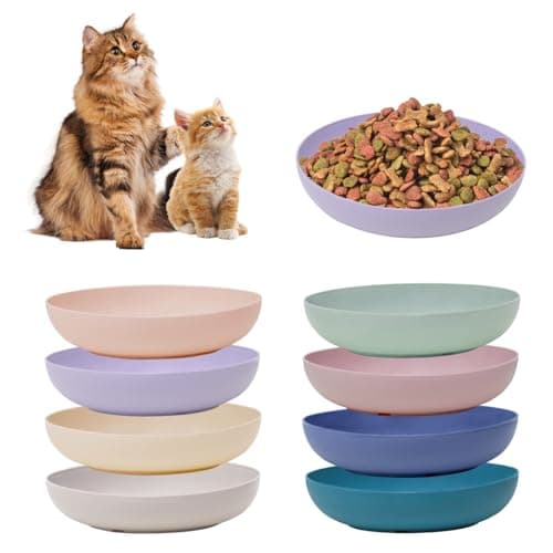 [8 Pack] Cat Dishes Whisker Friendly, Shallow Wide Pet Food and Water Bowl, Durable Wheat Straw Cat Bowls for Indoor Outdoor Cats - Image 1