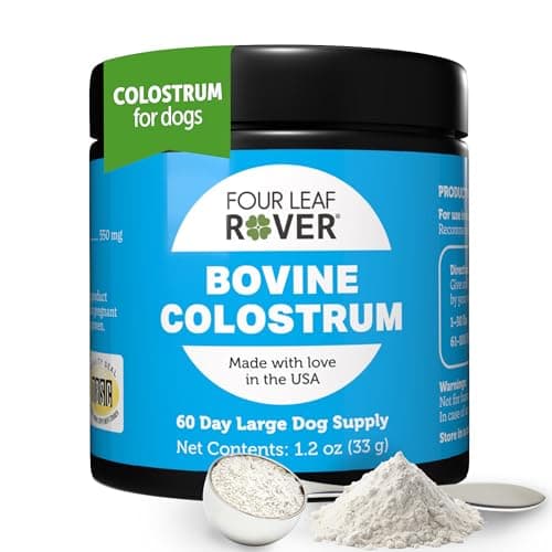 Four Leaf Rover Bovine Colostrum for Dogs - from 100% Grass-Fed New Zealand Cows - for Skin, Gut & Immune Health - 60 Day Large Dog Supply - Image 1