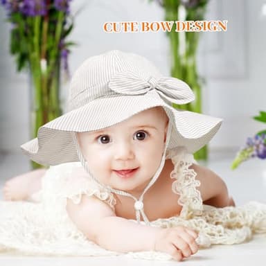Baby Girl Sun Hat Summer Foldable Beach Hats with UPF50+ Sun Protection Wide Brim Toddler Bucket Hat Cap 0-6Months - Image 2