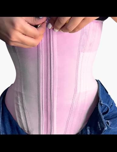 SHAPSHE Waist Trainer for Women Tummy Control Workout Waist Cincher Corset Shapewear Postpartum Body Shaper Faja with Zipper Hook Pink - Image 3