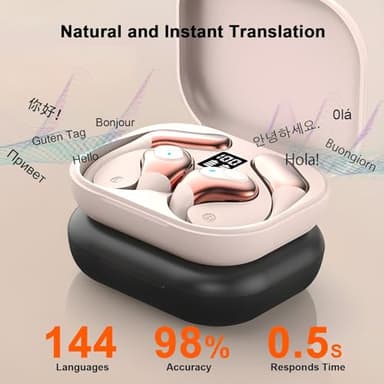 AI Language Translator Earbuds, 144 Languages Translation Earbuds Real Time, OWS Translating Earbuds Headphones Translation Device for iPhone and Android Travel Business Learning - Image 2
