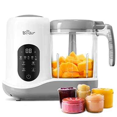 BEAR 2024 Baby Food Maker | One Step Baby Food Processor Steamer Puree Blender | Auto Cooking & Grinding | Baby Food Puree Maker with Self Cleans | Touch Screen Control, White - Image 1