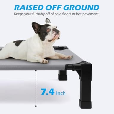 Heeyoo Elevated Dog Bed, Cooling Raised Pet Cot with Chew Proof Washable Breathable Mesh and Metal Frame, Portable Dog Cot Bed with No-Slip Feet for Outdoor or Indoor Use - Image 4