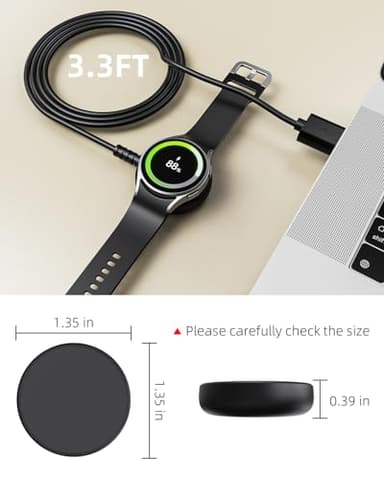 2 Pack for Samsung Galaxy Watch Charger Compatible with Watch 8/8 Classic/Ultra/7/6/6 Classic/5/5 Pro/4/4 Classic/3/Active/FE USB A Magnetic Fast Charging Dock Accessories 3.3FT - Image 6