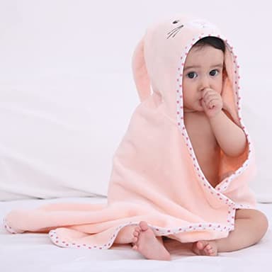 TBEZY Baby Hooded Towel with Unique Animal Design Ultra Soft Thick Cotton Bath Towel for Newborn (Bunny) - Image 2