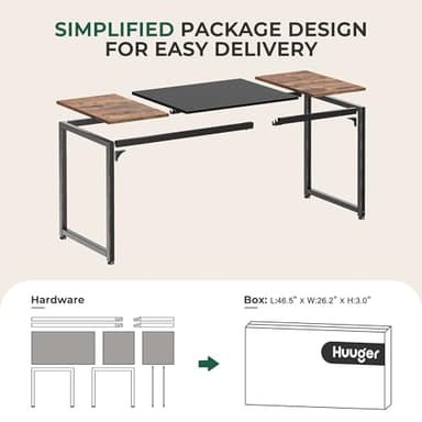 Huuger Computer Desk, 63 Inch Office Desk, Gaming Desk with Storage, Writing Desk Work Desk for Home Office, Study, Modern Simple Desk, Large Legroom, Metal Frame, Rustic Brown and Black - Image 8