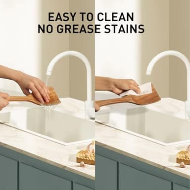 Wooden Spoons for Cooking - 8-Piece Wooden Kitchen Utensil Set made of Natural Solid Wood Material - Includes Spoons, Spatulas, Ladles, Strainer Spoon, Salad Fork, Mixing Spoon and Utensil Holder - Image 6