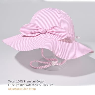 Baby Girl Sun Hat Summer Foldable Beach Hats with UPF50+ Sun Protection Wide Brim Toddler Bucket Hat Cap 2-4Years - Image 3