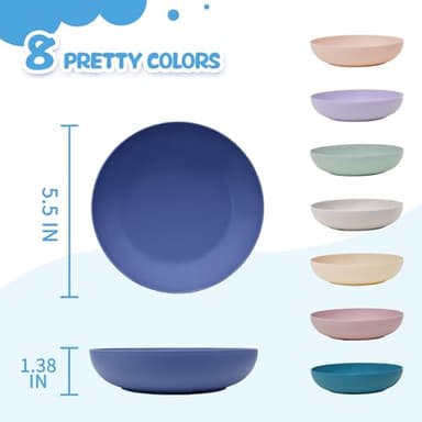 [8 Pack] Cat Dishes Whisker Friendly, Shallow Wide Pet Food and Water Bowl, Durable Wheat Straw Cat Bowls for Indoor Outdoor Cats - Image 2