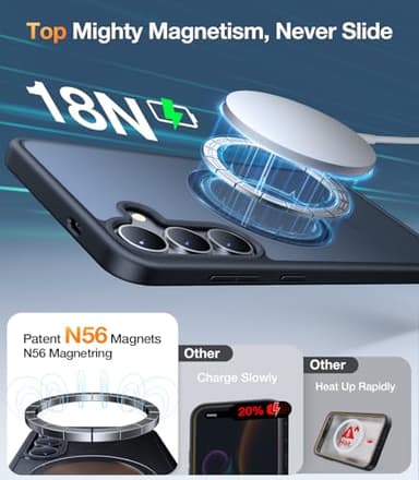 TORRAS Magnetic Shockproof Case for Samsung Galaxy S25 Plus, [12FT Military Grade Protection] [Fit for MagSafe], Translucent Slim Case for Samsung S25+Plus Case Anti-Fingerprint Anti-Scratch, Black - Image 2