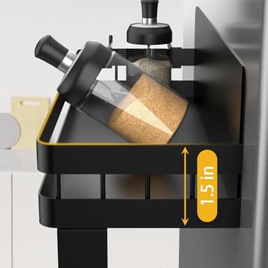 ZUNTO Magnetic Paper Towel Holder for Fridge, Black Kitchen Organizer with Towel Roll Holder, Spice Shelf and 2 Hanging Racks(No Drilling) - Image 7