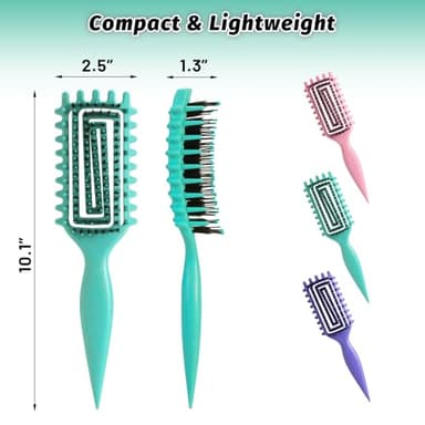 Curly Hair Brush Defining, Vented Curl Defining Brush for Effortlessly Detangling Shaping and Styling Women's Men's Curls on All Wet or Dry Hair Types, Reduces Frizz (Green) - Image 6