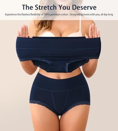 OPIBOO Women's Cotton Underwear,Ladies Soft Stretch Tummy Control Comfy No Muffin Panties Boyshorts - Image 5