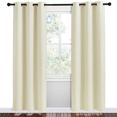 NICETOWN Kitchen Curtains for Decoration, Beige, 2 Panels, W42 x L78 inches, Thermal Insulated Grommet Room Darkening Draperies/Panels for Laundry - Image 2
