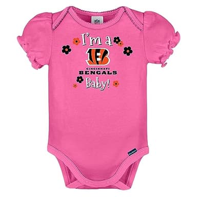 Gerber NFL Cincinnati Bengals 3 Pack Short Sleeve Bodysuit, White/Black/Pink Cincinnati Bengals, 0-3 Months - Image 3