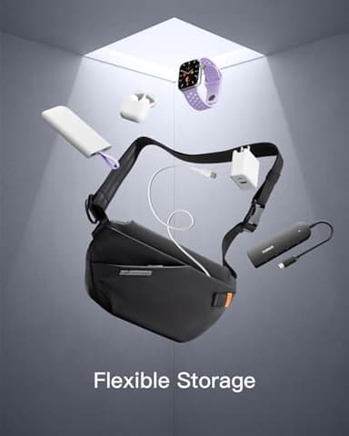 Inateck Sling Bag X-Lite, 4L Light Spacious Crossbody Shoulder Chest Bag with Quick-adjust Strap, Water-resistant Waist Fanny Pack for Men, Women, Travel, Cycling, Hiking, Work, Sports, Black - Image 8