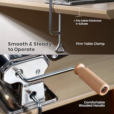 ISILER Pasta Maker, 9 Adjustable Thickness Settings 2-in-1 Pasta Machine with Rollers and Cutter, Noodle Maker for Pasta, Dumpling Skin, Spaghetti, Fettuccini, Lasagna - Image 3