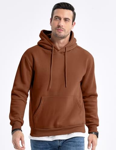 JMIERR Fall Sweatshirts for Mens Comfy Simple Plain Drawstring Hoodies Collar Fleece Long Sleeve with Pockets Hooded Pullovers Casual Loose Fit Shirts Cotton Sweater, US43(L), Chestnut - Image 8