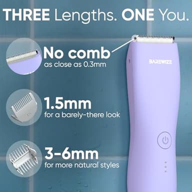 BAREWIZE Bikini Trimmer for Women, Legs & Pubic Hair Trimmer | Waterproof, Type-C Rechargeable, LED Light, Replaceable Blade, Electric Razors for Women, Womens Body Shaver (Lilac Purple) - Image 6