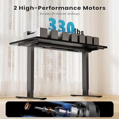 GallopFun Dual Motor Electric Standing Desk Frame for 40 to 90" Table Tops, 330lbs Weight Capacity,Ergonomic Standing Height Adjustable Base with Memory Controller,Black Frame Only - Image 7