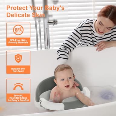 Baby Bath Seat for Babies: Non-Slip Infant Bathtub Chair with Suction Cups, Safe & Comfortable Baby Bath Support, Ideal for Sitting Up, Easy to Clean, Stable Design, Pink (6-24 Months) - Image 2