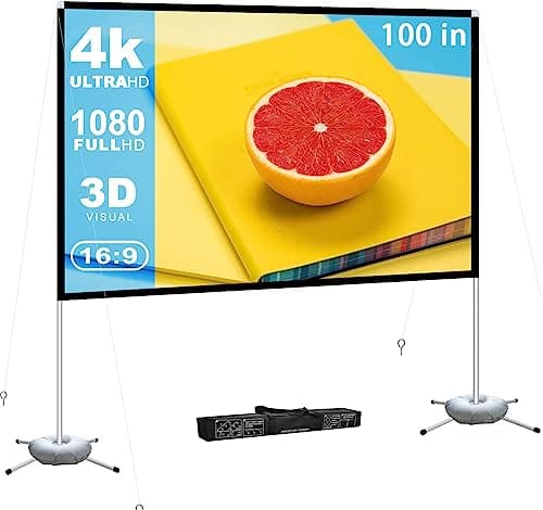Portable Projector Screen Outdoor Movie: Foldable Rear 4K Projection Screens Stand for Camping Travel Backyard Video 100 inch - Image 1