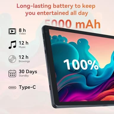 Tablet,10.1" Android 15 Tablet with Octa-core Processor 24GB RAM 128GB ROM HD IPS Touchscreen 8H Battery, Wi-Fi 6, BT 5.0, Dual Camera, Android 15 Tablets with Keyboard Mouse Stylus Case Headphone - Image 4