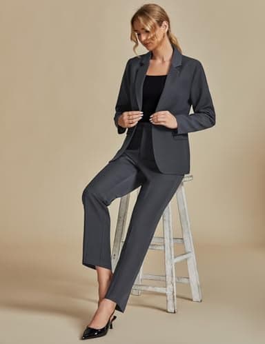 Luvamia Dressy Pantsuit for Women - Two Piece Charcoal Suit, Size X-Large (Fits 16/18) - Image 8