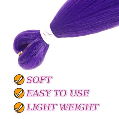 HBNK Long Purple Braiding Hair -24 Inch Synthetic Braiding Hair for Kids Stage Party Halloween Costume Cosplay (Purple, 24 Inch(Pack of 2)) - Image 4
